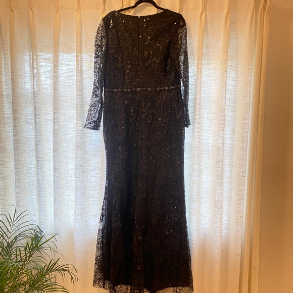 NWOT MAC Duggal Black Embellished High Neck Long Sleeve Gown Style #68011 - Picture 2 of 8